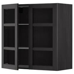 IKEA METOD(794.566.38) напівпансіон / 2 скляних двері, чорний / Lerhyttan чорний тонований