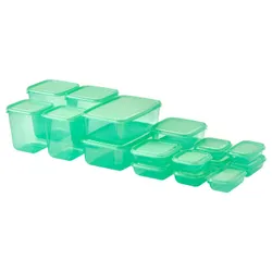 IKEA PRUTA(105.970.99) Контейнер для їжі, 17 шт., зелений