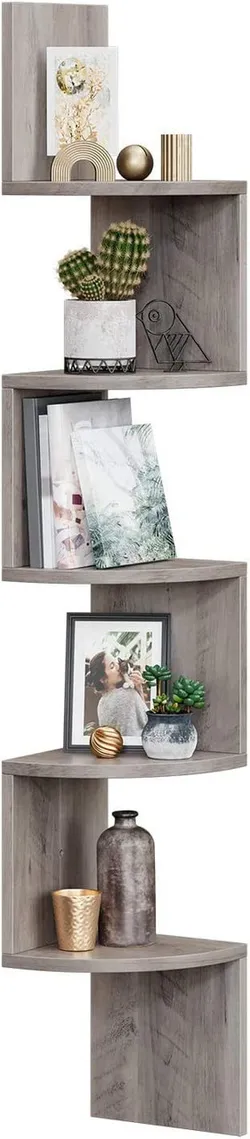 Кутова підвісна полиця для сірих книг 126 см