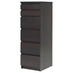 IKEA MALM (504.035.89) Комод, 6 ящиків, MALM Комод з 6 шухлядами, чорно-коричневий, дзеркальний, 40x123 см