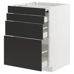 IKEA METOD / MAXIMERA(094.974.49) шафа з висувною верхньою частиною / 3 ящиками, білий/матовий антрацит Nickebo