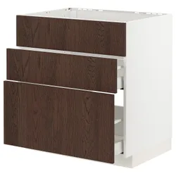 IKEA METOD / MAXIMERA (594.042.97) стояча шафа / витяжка з ящиками, білий / Сінарп коричневий