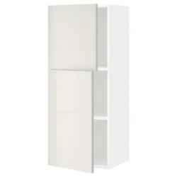 IKEA METOD (394.565.98) навісна шафа з полицями / 2 двер, білий / Ringhult світло-сірий