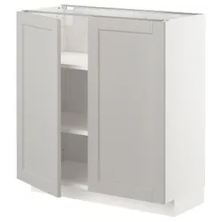 IKEA METOD(294.701.37) stj шафа / полиці / 2 двер, білий / Lerhyttan світло-сірий