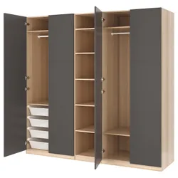 IKEA PAX(992.518.05) гардероб, білий ефект дуба / темно-сірий Meråker
