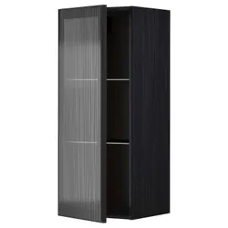 IKEA METOD(294.907.29) нап/скляна шафа, чорний/Hejsta антрацитове рифлене скло