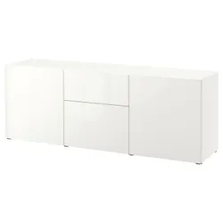IKEA BESTÅ (394.126.65) поєднання з ящиками, білий / Selsviken глянцевий / білий