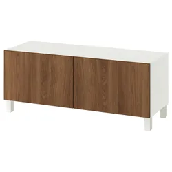 IKEA BESTÅ(696.121.06) Телевізійна лавка з дверима, Biały/lappviken/stubbarp Walnut