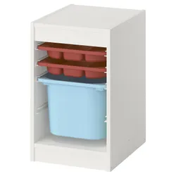 IKEA TROFAST(995.732.31) Полиця з контейнером/лотками, Білий червоний/світло -блакитний