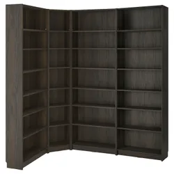 IKEA BILLY(595.818.79) кутова комбінована полиця з надставками, імітація темно-коричневого кольору дуб