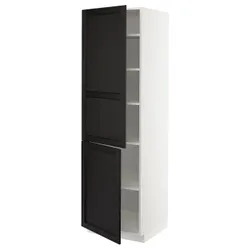IKEA METOD(594.661.86) Висока шафа з полками/2DRZ, Білий/Лерхіттан забарвлений чорним