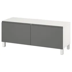 IKEA BESTÅ(794.194.53) Тумба під телевізор з дверцятами, білий Västerviken / Stubbarp / сірий