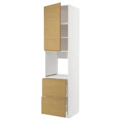 IKEA METOD / MAXIMERA(495.391.26) висока духова шафа/дверцята/2 ящики, білий/імітація Воксторпа дуб