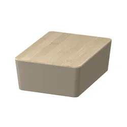 IKEA KUGGIS(995.826.12) контейнер з кришкою, Темно-сірий-бамбук/бамбук