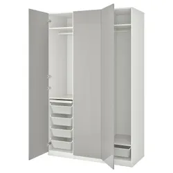 IKEA PAX / FARDAL(493.292.13) комбінований гардероб, білий / глянцевий світло-сірий