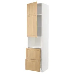 IKEA METOD / MAXIMERA(695.095.57) висока шафа для мікрохвильової печі з дверцятами та 2 ящиками, білий/Дуб Форсбака