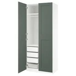 IKEA PAX / GRIMO(895.792.43) Комбінація гардеробу, білий/сірий -зелений