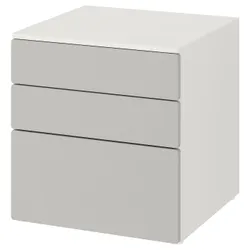 IKEA SMÅSTAD / PLATSA(193.875.63) комод, 3 шухляди, білий / сірий