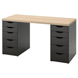 IKEA LAGKAPTEN / ALEX(194.320.37) стіл, Пофарбований дуб у білому/czarnybrąz