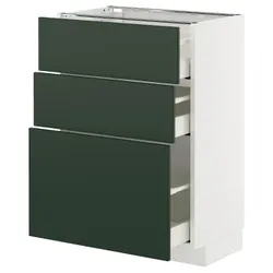 IKEA METOD / MAXIMERA(895.569.20) шафа для підлоги з 3 ящиками, білий/Хавсторп темно-зелений