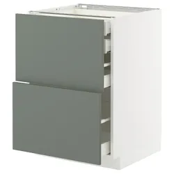 IKEA METOD / MAXIMERA(095.657.68) Шафа з 2 фасадами/2 низьким/середнім/високим ящиком, білий/Nickebo матовий сіро-зелений