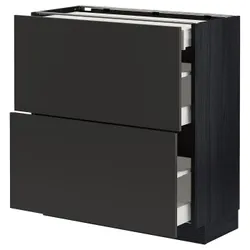 IKEA METOD / MAXIMERA(694.985.68) Шафа з 2 фасадами/3 ящиками, чорний/Nickebo матовий антрацит