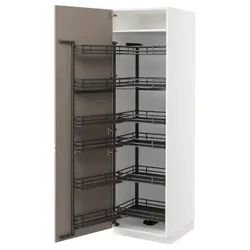 IKEA METOD(594.925.81) висока шафа з висувною коморою, білий/Upplöv матовий темно-бежевий