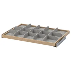 IKEA KOMPLEMENT(693.320.21) висувна полиця з перегородкою, білий / світло-сірий ефект дуба