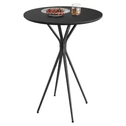 Чорний круглий стіл зі сталевим