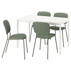 IKEA VIHALS / VIHALS(595.899.55) Стіл та 4 стільці, Білий/зелений клитбі сірий -green