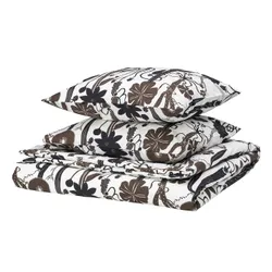 IKEA LUNDSKAFTING(206.063.43) ковдра та 2 подушки, білий/чорний/коричневий