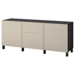 IKEA BESTÅ(294.402.54) поєднання з ящиками, чорно-коричневий / Lappviken / Stubbarp світло-сіро-бежевий