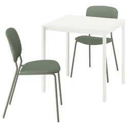 IKEA VIHALS / VIHALS(795.899.35) Стіл та 2 стільці, Білий білий/зелений кличко сірий -green