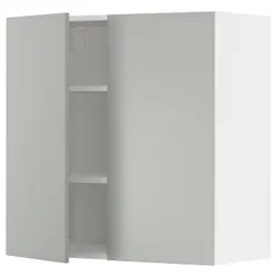 IKEA METOD(395.384.05) навісна шафа з полицями/2 дверцята, білий/Хавсторп світло-сірий
