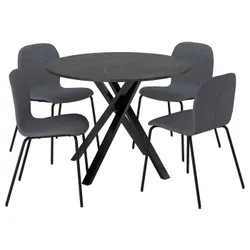 IKEA MARIEDAMM / KARLPETTER(995.686.92) Стіл та 4 стільці, Чорний імітація мармуру/гарнінової середньої сірої чорної