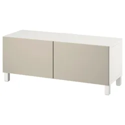 IKEA BESTÅ(094.194.42) Тумба під телевізор з дверцятами, білий Lappviken / Stubbarp / світло-сірий / бежевий