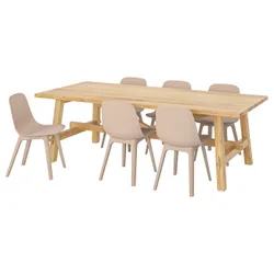 IKEA MÖCKELBY / ODGER(792.770.19) стіл і 6 стільців, дуб / білий / бежевий