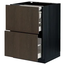 IKEA METOD / MAXIMERA(294.338.85) шафа з висувною стільницею / 3 шухляди, чорний / Sinarp коричневий