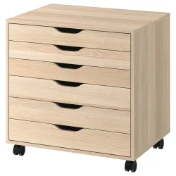 IKEA ALEX Комод на коліщатках, біла морилка / імітація. дуб (504.735.44)