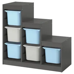 IKEA TROFAST(795.744.44) Полиця з контейнерами, Сірий світло -блакитний/сірий