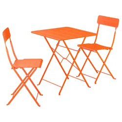 IKEA SUNDSÖ(695.730.20) стіл і 2 розкладні стільці, Зовнішній яскраво -помаранчевий/яскраво -помаранчевий