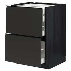IKEA METOD / MAXIMERA(894.952.67) Шафа з 2 фасадами/2 низьким/середнім/високим ящиком, чорний/Upplöv матовий антрацит