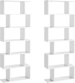 VASAGLE LSS037W01 Книжкова шафа, набір з 2 штук, 6 ярусів, стояча книжкова шафа, офісна, окремо стоїть, декоративна полиця для