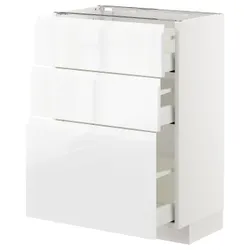 IKEA METOD / MAXIMERA (792.550.60) тумба стояча з 3 ящиками, білий / Voxtorp глянцевий / білий
