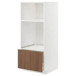 IKEA METOD / MAXIMERA(995.195.07) висока підлогова шафа для духовки/мікрохвильової печі, білий/Тісторп імітація коричневого горіха