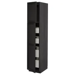 IKEA METOD / MAXIMERA(194.620.91) 2-дверна / 4-ящикова висока шафа, чорний/Lerhyttan чорний тонований