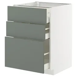 IKEA METOD / MAXIMERA(195.654.90) шафа для підлоги з 3 ящиками, білий/Nickebo матовий сіро-зелений