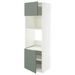 IKEA METOD(995.656.98) висока шафа для духовки/мікрохвильовки, 2 дверцята/полиці, білий/Nickebo матовий сіро-зелений