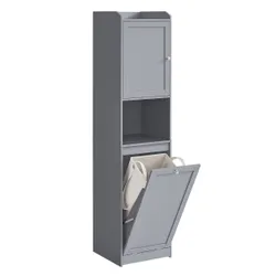 Вузька шафа з кошиком для сірого прання