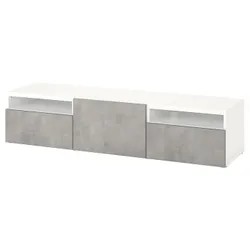 IKEA BESTÅ(794.203.00) Тумба під телевізор з ящиками та дверцятами, білий / Kallviken світло-сірий